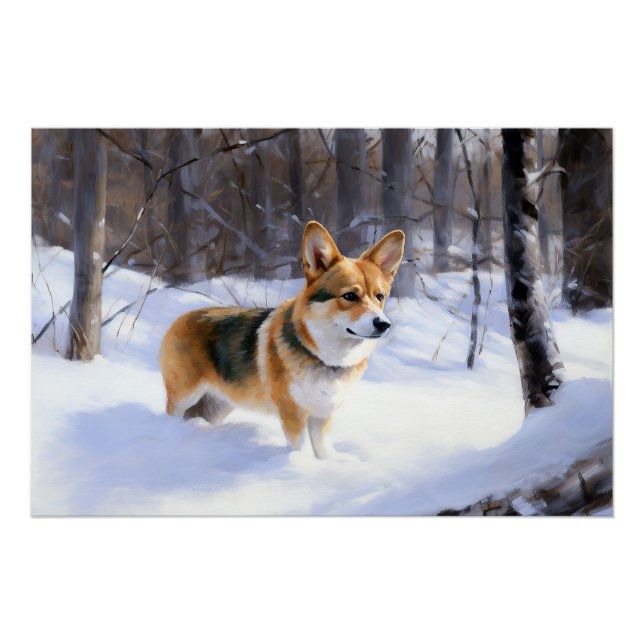 Póster Corgi Deixou nevar no Natal (Frente)