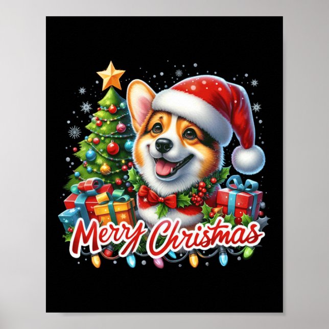 Poster Corgi Dog Feliz Natal Corgmas Matando Natal (Frente)