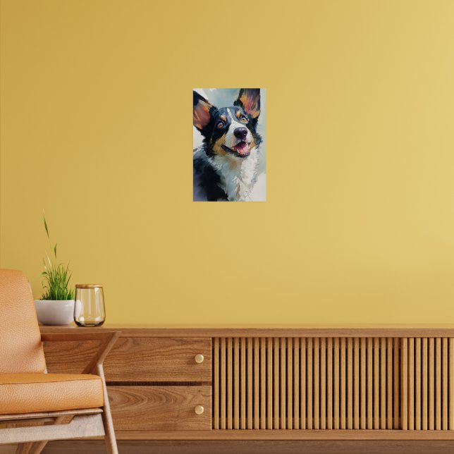 Poster Corgi galês cardigan aquarela (Sala de Estar 2)