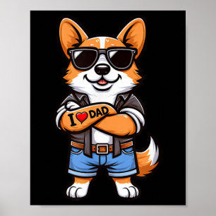 Poster Corgi I Love Pai Engraçado Tatuagem De Cachorro