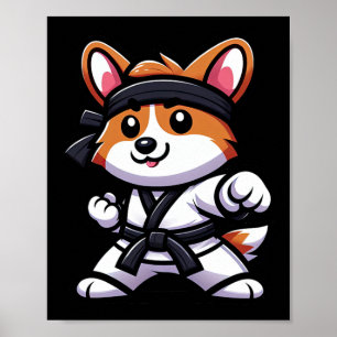 Poster Corgi Karate Engraçado Cachorro Artes Marciais Hom