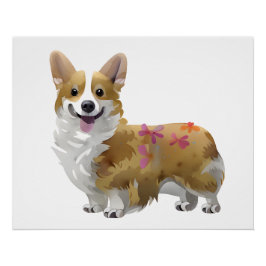 Póster Corgi laranja fofo para um humor positivo