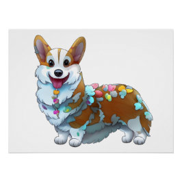 Póster Corgi laranja fofo para um humor positivo
