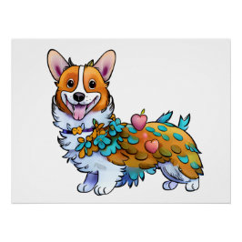 Póster Corgi laranja fofo para um humor positivo