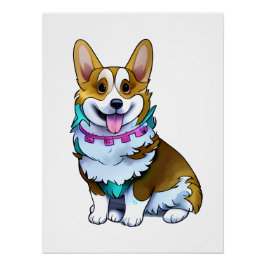 Póster Corgi laranja fofo para um humor positivo