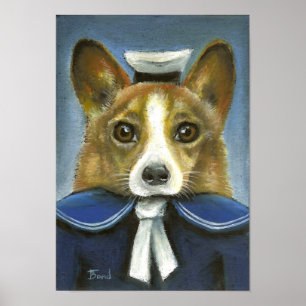 Póster corgi, o marinheiro