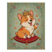 Corgi Rei Cartaz Real Cute Corgi Amante da Parede