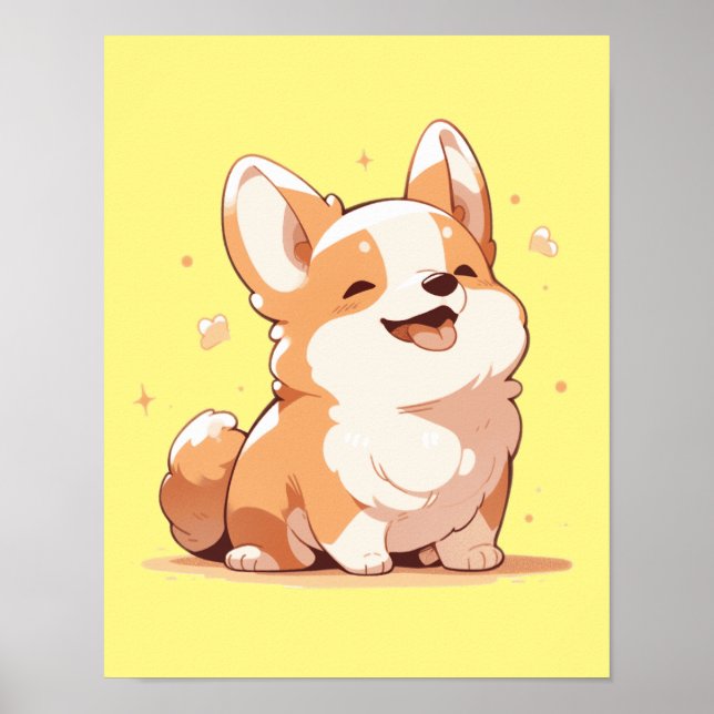 Poster Corgi sorridente bonito - (Frente)