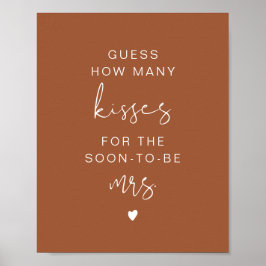 Poster CORIANDER Boho Adivinhe Quantos Beijos Sinal Nupci
