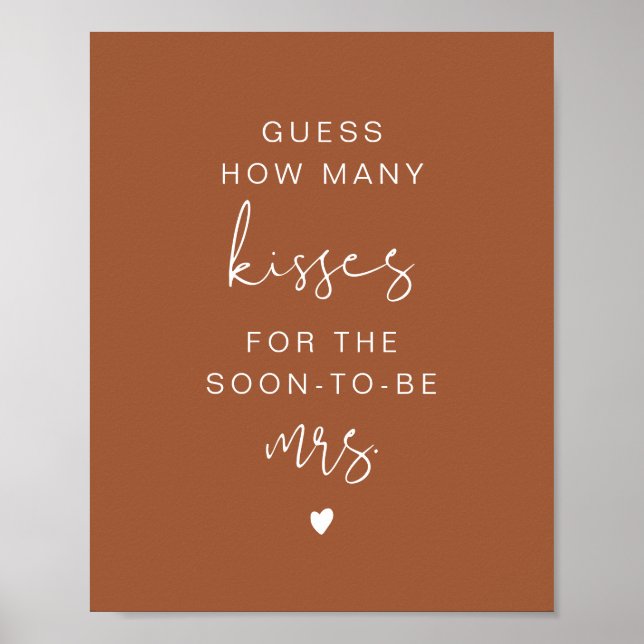 Poster CORIANDER Boho Adivinhe Quantos Beijos Sinal Nupci (Frente)