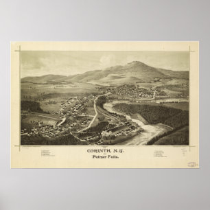 Póster Corinth New York 1888 Antique Panoramic Map