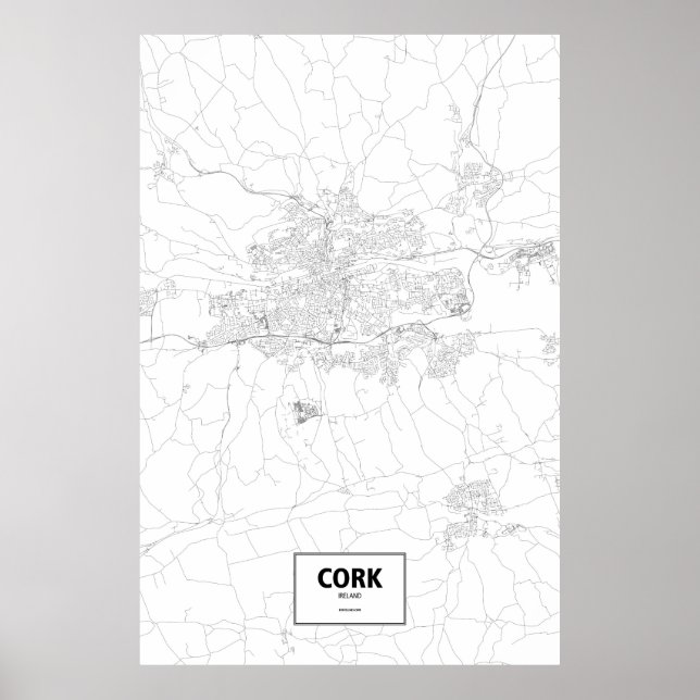 Póster Cork, Irlanda (preto a branco) (Frente)