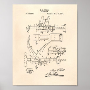Poster Corkscrew 1897 Patent Art - Old Peper