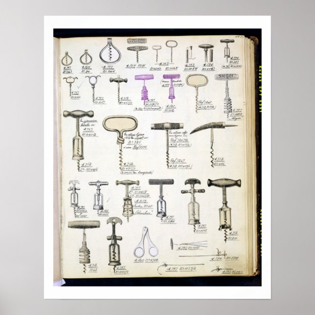 Póster Corkscrews, de um catálogo comercial de gajos domé (Frente)