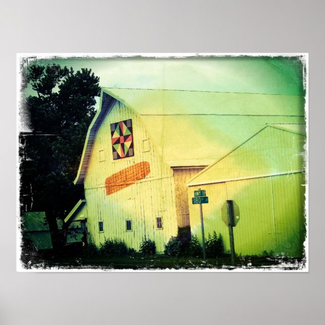 Póster Corn Barn Grunge (Frente)