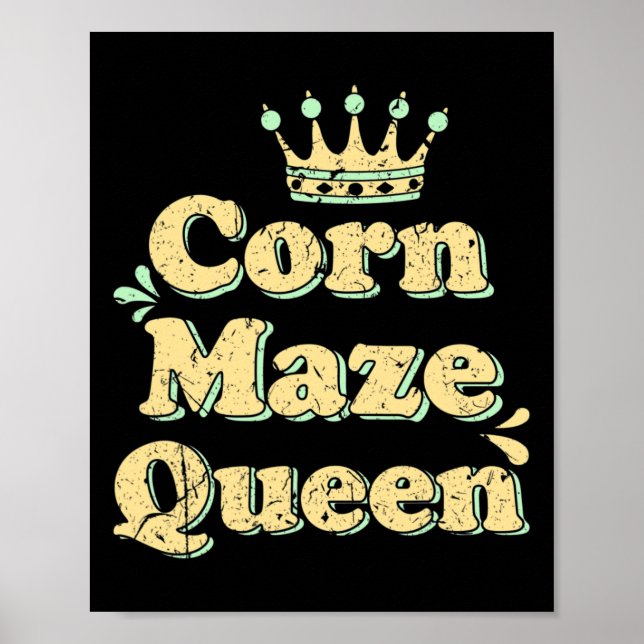 Poster Corn Maze Queen Fall Outono Outubro Acti (Frente)