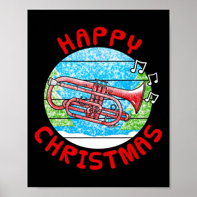 Poster Cornet Christmas Cornetist Br Musical Teach (Frente)
