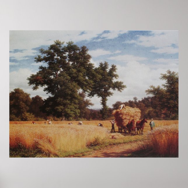 Póster Cornfield Com Oaks | Paisagem Óleo (Frente)