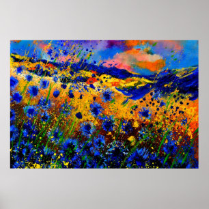 Poster cornflowers azuis 0746