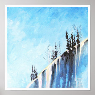 Póster Cornice nevado de uma paisagem de 16 x 16 invernos