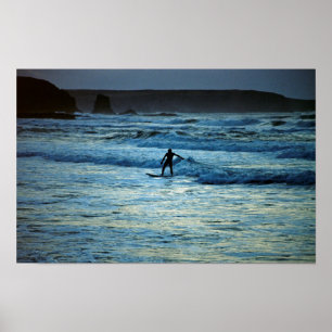 Poster Cornwall surfing