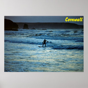 Poster Cornwall surfing