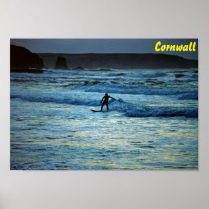Poster Cornwall surfing