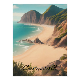 Póster Cornwall UK Beach Travel Poster