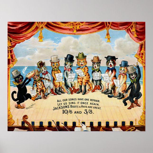 Poster Coro de Gatos, Louis Wain (Frente)