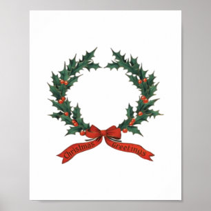 Poster Coroa de Boas Festas de Natal - Clássico Vermelho
