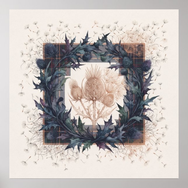 Poster Coroa de Cardo Xadrez Patchwork Teasel Escocesa (Frente)