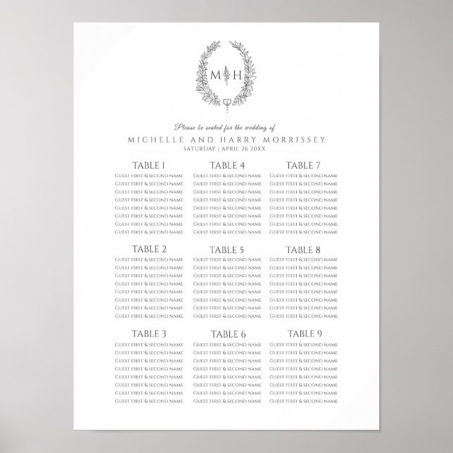 Poster Coroa de folhas cinza escuro gráfico de assentos d (Frente)