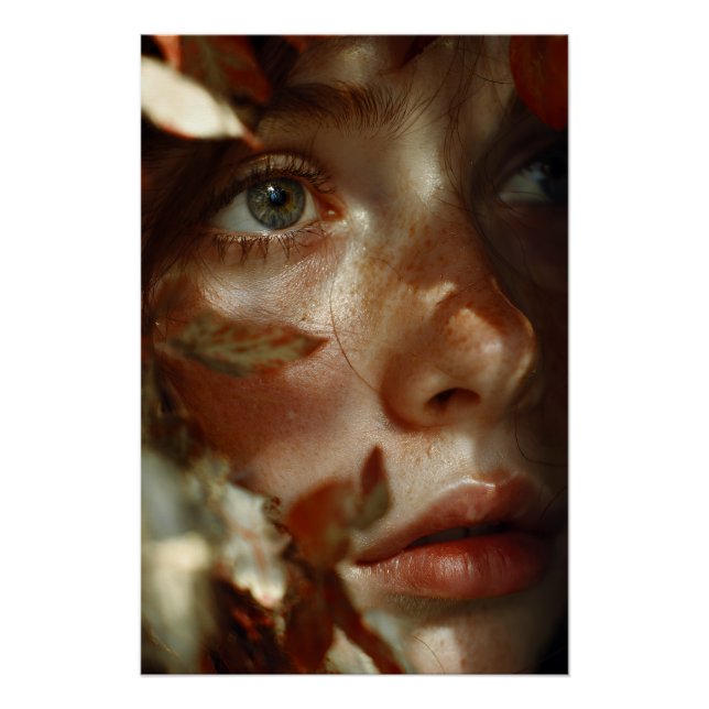 Póster Coroa de Folhas de Outono Retrato Sardento (Frente)