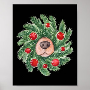 Poster Coroa de Natal com Nariz de Cachorro Fofo Retrieve