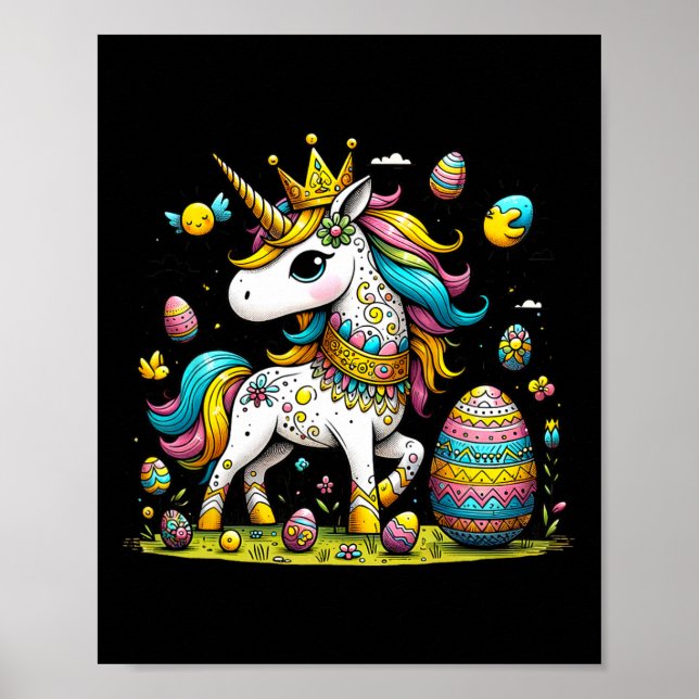 Poster Coroa de Unicórnio de Páscoa Presente Ovos Fofo Me (Frente)