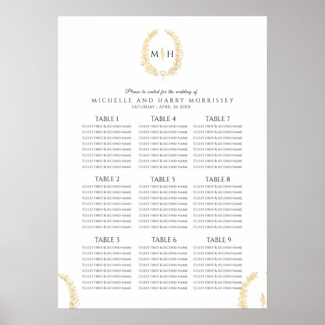 Poster Coroa oval de ouro preto gráfico de assentos de ca (Frente)