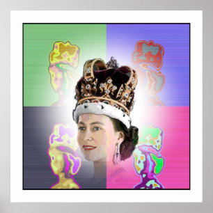 Póster Coroação do pop art para Elizabeth II