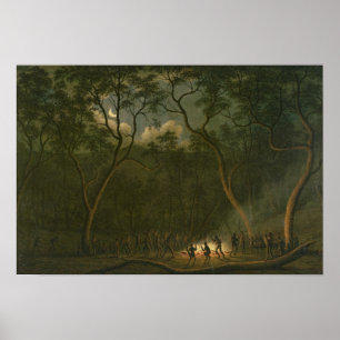 Póster Coroboree aborígene em Terra de Van Diemen