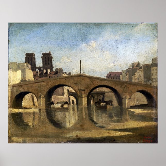 Poster Corot - A Antiga Pont Saint-Michel 1823 (Frente)
