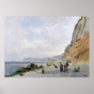 Poster Corot - Clipes do giz perto de Yport