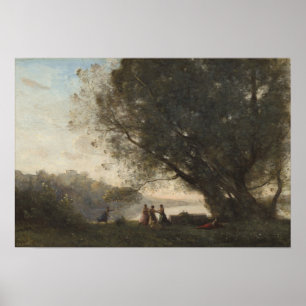 Poster Corot - Dança sob as Árvores, Margem do Lago 1865