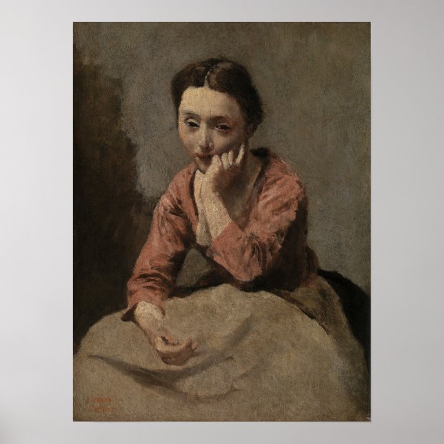 Poster Corot - Jovem Pensativa (Frente)