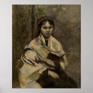 Poster Corot - Menina Sentada Com Livro Na Mão