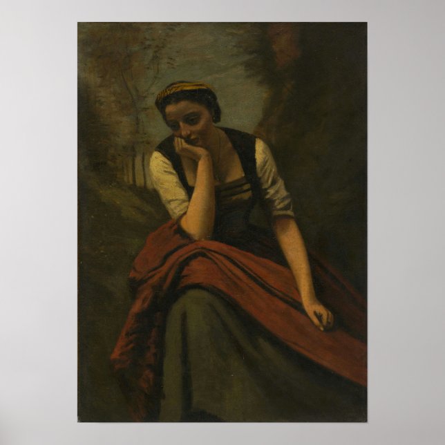 Poster Corot - Mulher Meditando (Frente)