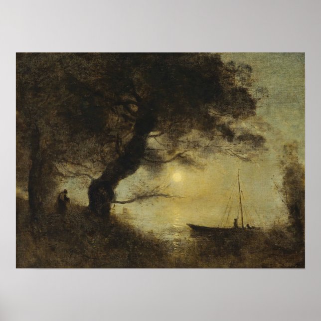 Poster Corot - O Barco ao Luar 1871 (Frente)