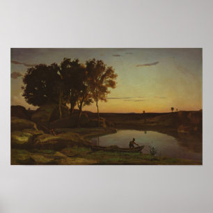 Poster Corot - Paisagem Com Lago E Boatman