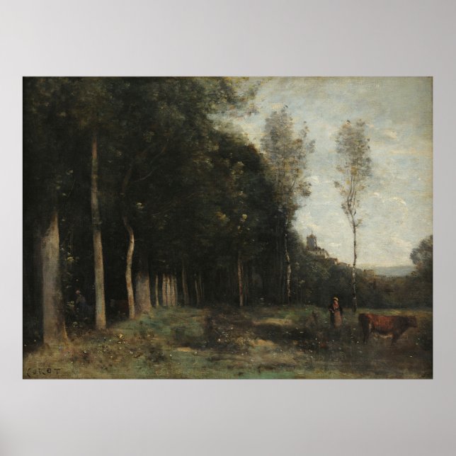 Poster Corot - Paisagem Face A Uma Vila (Frente)