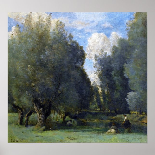 Poster Corot - Pesca Sob os Salgueiros (Frente)