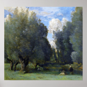Poster Corot - Pesca Sob Os Willows