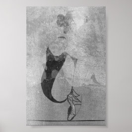 Poster Corpo de Cabelo Vermelho de Ballerina Cinza Negra 